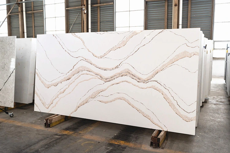 Wood Grain Fish Belly White Quartz Stone Slabs Stone Slab for Floor Wall Tile and Countertop