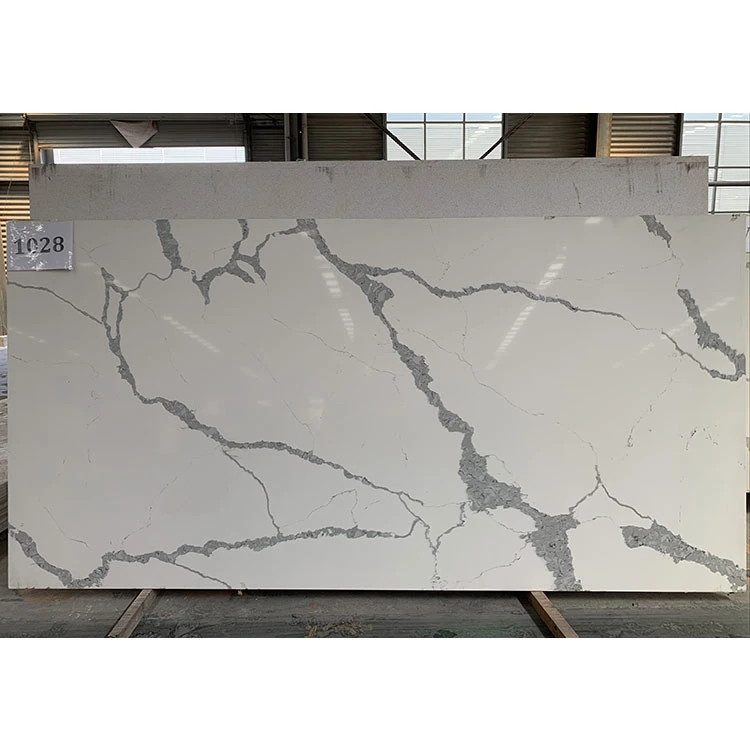 Italian Calacatta Marble Veins Engineered Stone Slab Quartz Wall Panel
