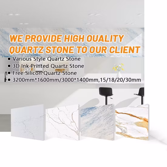 Artificial Gold Vein Stone Slab Calacatta White Quartz Solid Surface