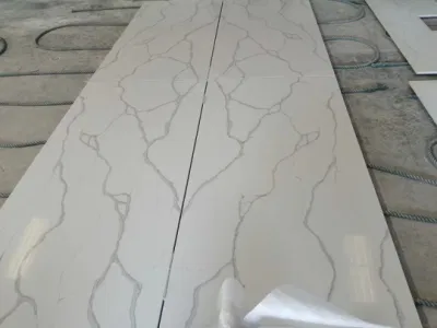 Best Statuario Calacatta Marble Look Artificial Quartz Stone Slab (221130