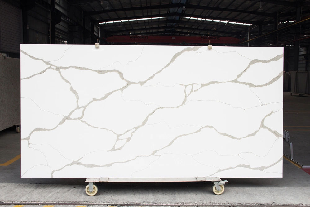 Qt111 Kitchen Countertop Table Top Gold Marble Tile Price White Calacatta Quartz Stone Slab
