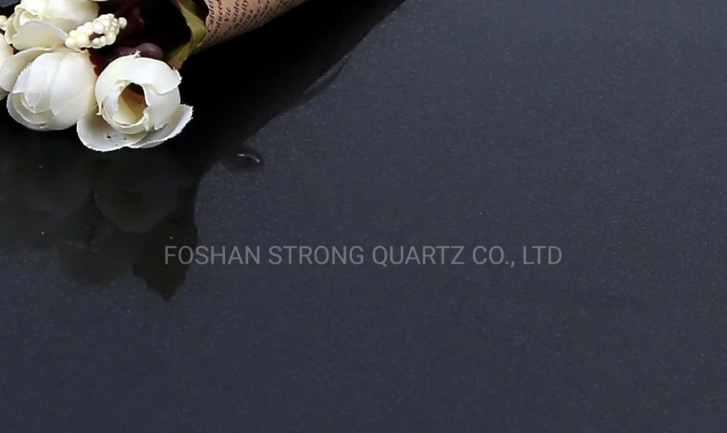 Foshan Small Grain Grey Quartz Stone Slab for Island/Kitchen/Table/Vanity Top