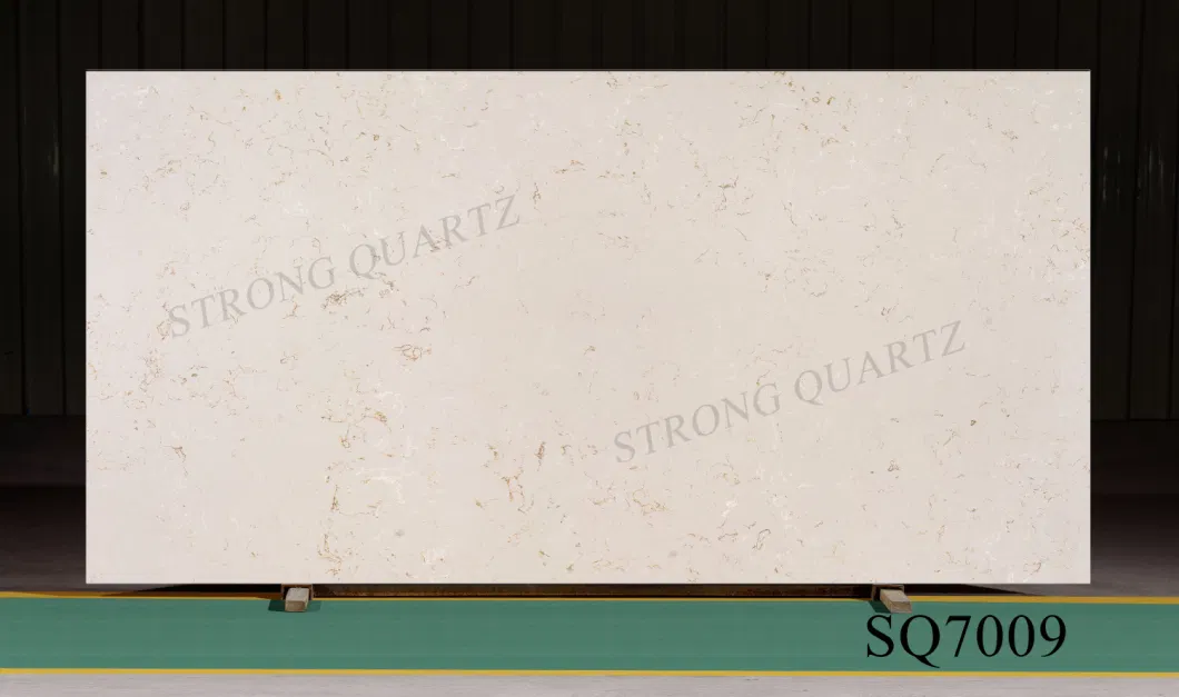 Solid Surface White Grain Engineered Quartz Stone Slab for Bar/Vanity/Kitchen/Bathroom