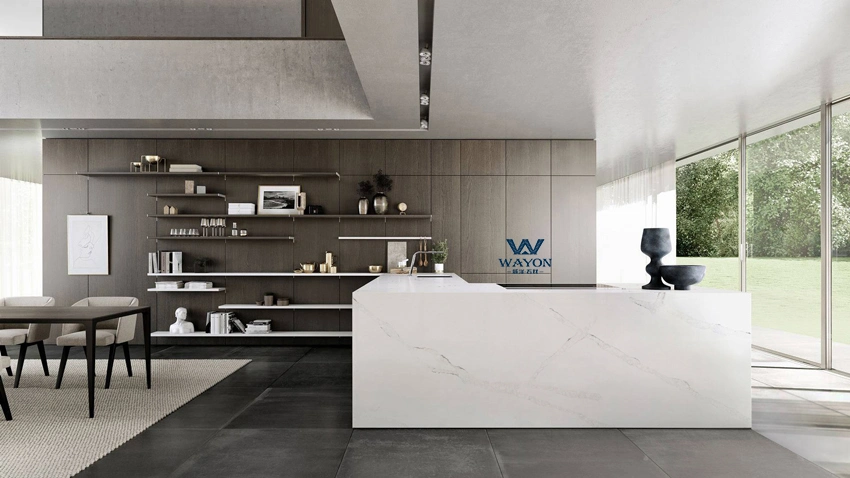 Wholesale Pure Color Super White Artificial Italian Design Quartz Stone Slabs for Kitchen Countertop