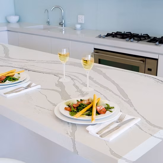 Best Statuario Calacatta Marble Look Artificial Quartz Stone Slab (221130